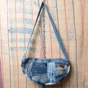 Upcycled handmade carhartt denim crescent bag